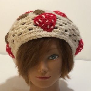 Unisex Crochet Mushroom Hat Beret Style